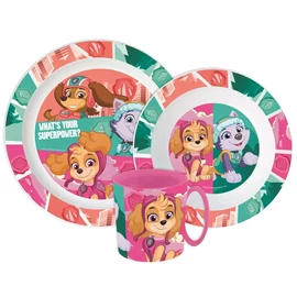 Mancs őrjárat étkészlet, micro műanyag szett, bögrével 390 ml - Superpowers