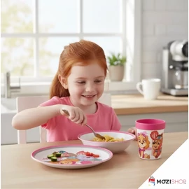 Mancs őrjárat csúszásmentes étkészlet, micro műanyag szett, pohárral 260 ml - Superpowers