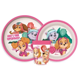 Mancs őrjárat csúszásmentes étkészlet, micro műanyag szett, pohárral 260 ml - Superpowers