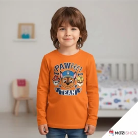 Mancs őrjárat gyerek hosszú ujjú póló 8 év / 128 cm - Pawfect Orange