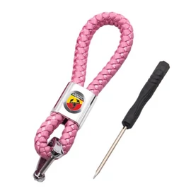 Abarth kulcstartó, távirányító tartó fonott műbőr - Pink