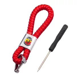Abarth kulcstartó, távirányító tartó fonott műbőr - Piros
