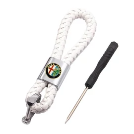 Alfa Romeo kulcstartó, távirányító tartó fonott műbőr - Fehér