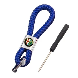 Alfa Romeo kulcstartó, távirányító tartó fonott műbőr - Kék