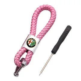 Alfa Romeo kulcstartó, távirányító tartó fonott műbőr - Pink
