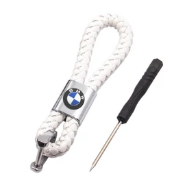 BMW kulcstartó, távirányító tartó fonott műbőr - Fehér
