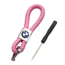 BMW kulcstartó, távirányító tartó fonott műbőr - Pink
