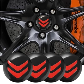 Citroen felni matrica szett - fekete - piros 56 mm-es, 3D kivitel