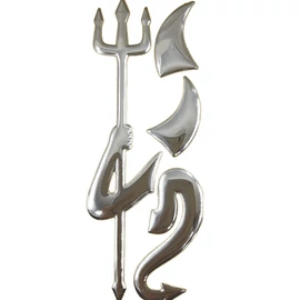 Ördög dekorációs matrica autókhoz 3D kivitelben - Ezüst