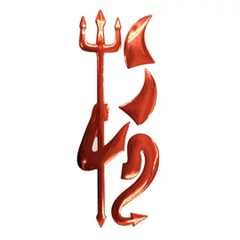 Ördög dekorációs matrica autókhoz 3D kivitelben - Piros