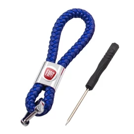 Fiat kulcstartó, távirányító tartó fonott műbőr - Kék