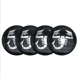 Fiat Abath felni matrica szett - 56 mm-es, 3D kivitel - Ezüst - fekete