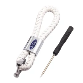 Ford kulcstartó, távirányító tartó fonott műbőr - Fehér