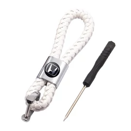 Honda kulcstartó, távirányító tartó fonott műbőr - Fehér