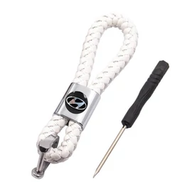 Hyundai kulcstartó, távirányító tartó fonott műbőr - Fehér