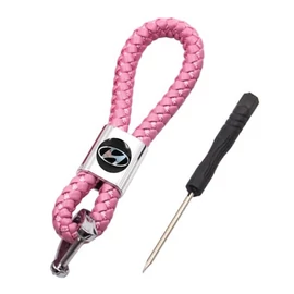 Hyundai kulcstartó, távirányító tartó fonott műbőr - Pink