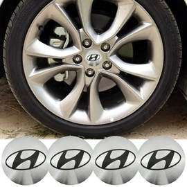 Hyundai felni matrica szett - ezüst 56 mm-es, 3D kivitel