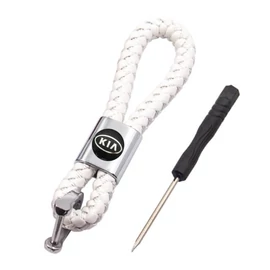 Kia kulcstartó, távirányító tartó fonott műbőr - Fehér