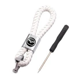 Mazda kulcstartó, távirányító tartó fonott műbőr - Fehér