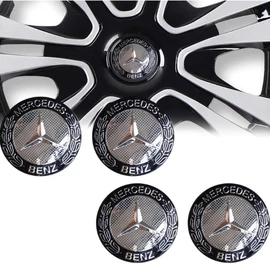 Mercedes felni matrica szett - 56 mm-es, 3D kivitel, ezüst-fekete