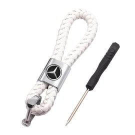 Mercedes kulcstartó, távirányító tartó fonott műbőr - Fehér