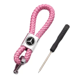 Mercedes kulcstartó, távirányító tartó fonott műbőr - Pink
