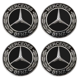 Mercedes felni matrica szett - 56 mm-es, 3D kivitel, fekete - ezüst