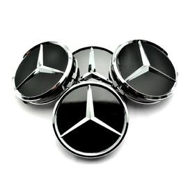 Mercedes felniközép kupak szett - 75 mm-es, 3D kivitel, fekete