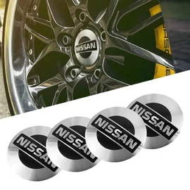 Nissan felni matrica szett - ezüst-fekete - 56 mm-es, 3D kivitel