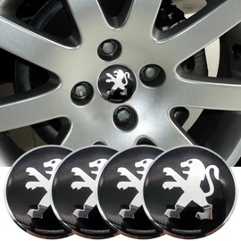 Peugeot felni matrica szett - fekete 65 mm-es, 3D kivitel