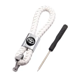 Toyota kulcstartó, távirányító tartó fonott műbőr - Fehér