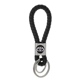 Toyota fonott bőr kulcstartó, távirányító tartó dupla kulcskarikával 