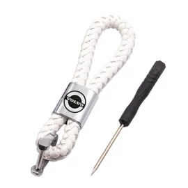 Volvo kulcstartó, távirányító tartó fonott műbőr - Fehér