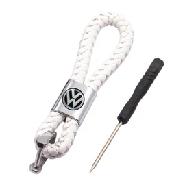 Volkswagen kulcstartó, távirányító tartó fonott műbőr - Fehér