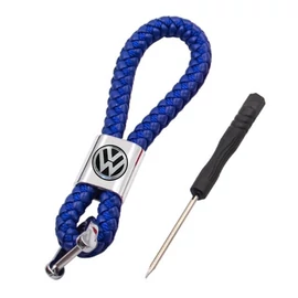 Volkswagen kulcstartó, távirányító tartó fonott műbőr - Kék