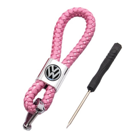 Volkswagen kulcstartó, távirányító tartó fonott műbőr - Pink
