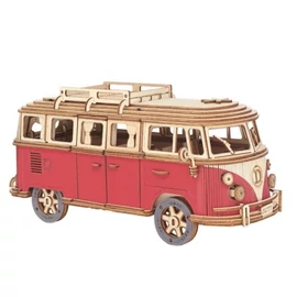 Volkswagen lakókocsi replika 3D fa modell puzzle piros