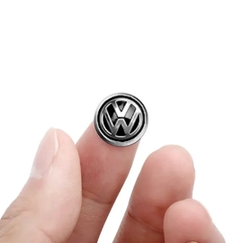 Volkswagen embléma, matrica kulcstartóhoz, 14 mm-es, fekete ezüst 