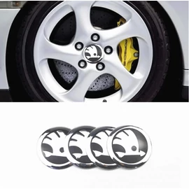 Skoda felni matrica szett - fekete ezüst 56 mm-es, 3D kivitel