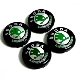 Skoda felniközép kupak szett - 65 mm-es, 3D kivitel, fekete