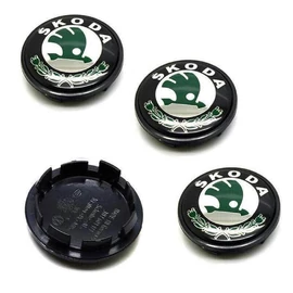 Skoda felniközép kupak szett - 65 mm-es, 3D kivitel, fekete