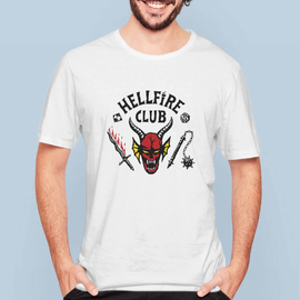 Stranger Things fehér férfi rövid ujjú póló - Hellfire Club
