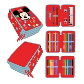 Mickey töltött tolltartó - 3 emeletes - Red