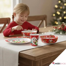 Disney Minnie és Mickey étkészlet, micro műanyag szett pohárral 260 ml - Karácsony