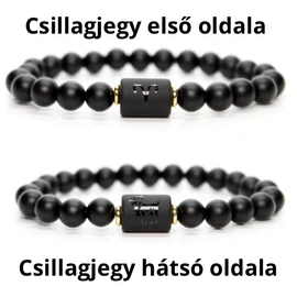 Halak horoszkópos, csillagjegyes ásvány ónix karkötő férfi - Ezüst színű köztessel