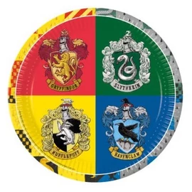 Harry Potter papírtányér 23 cm - Hogwarts Houses - 8 db-os szett