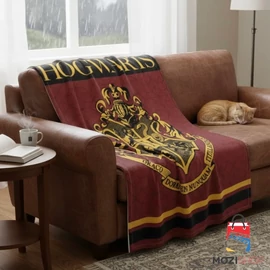 Harry Potter polár takaró, ágytakaró - Hogwarts bordó