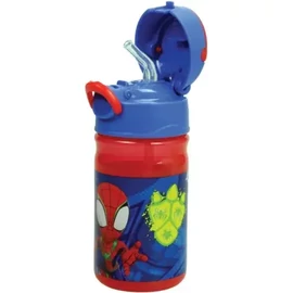 Pókember műanyag szívószálas kulacs akasztóval 350 ml - Spidey Dino Webs