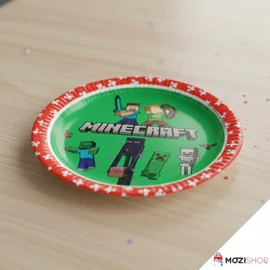 Minecraft papírtányér 8 db-os 23 cm - Green