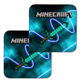 Minecraft poháralátét szett - Gyémánt kard és logo
